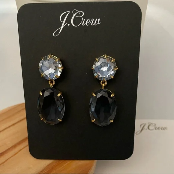 JCREW Oval Drop Earrings NWT Blue - Picture 2 of 6